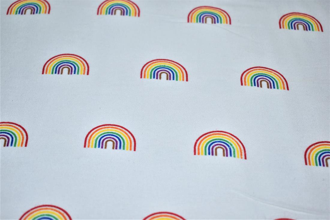 White Brushed Cotton Printed Fabric