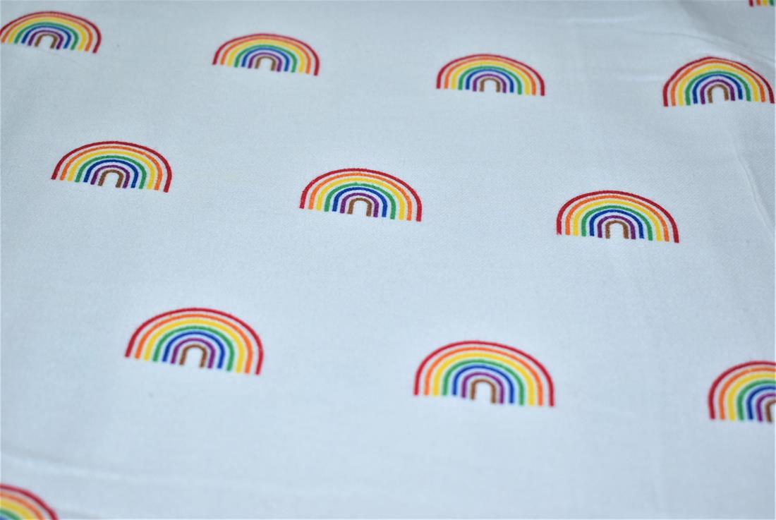 White Brushed Cotton Printed Fabric