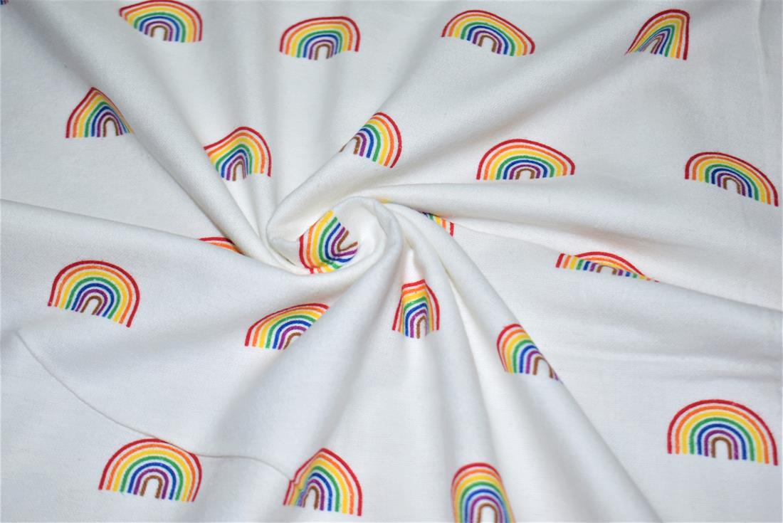 White Brushed Cotton Printed Fabric