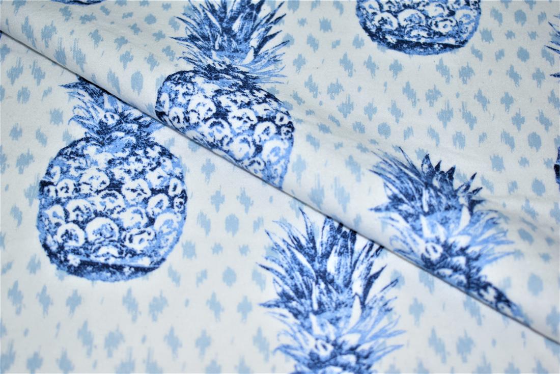 White & Blue Pineapple Printed Soft Brushed Flannel Winceyette 100%…