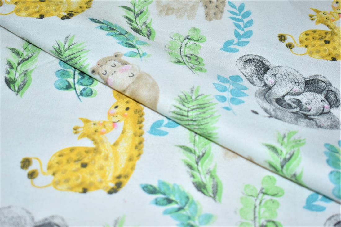 White Printed Soft Brushed Flannel Winceyette 100% Cotton Fabric