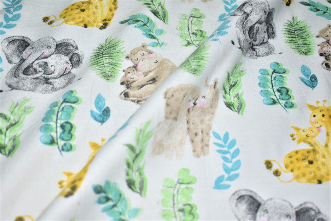 White Printed Soft Brushed Flannel Winceyette 100% Cotton Fabric