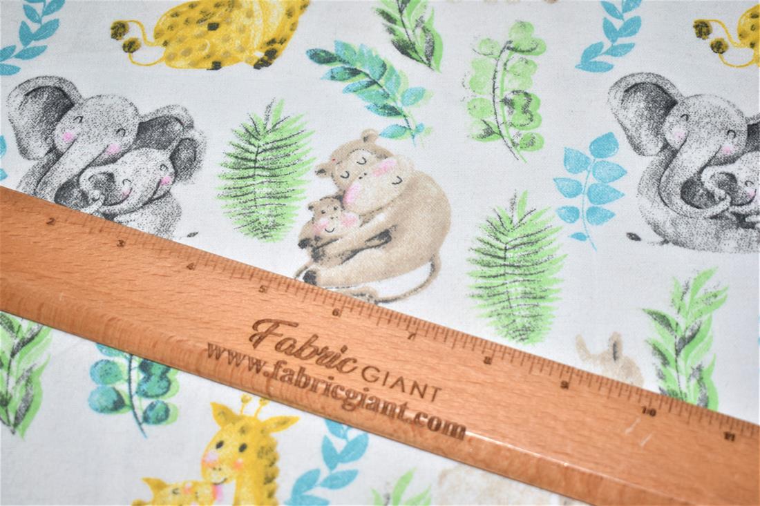White Printed Soft Brushed Flannel Winceyette 100% Cotton Fabric