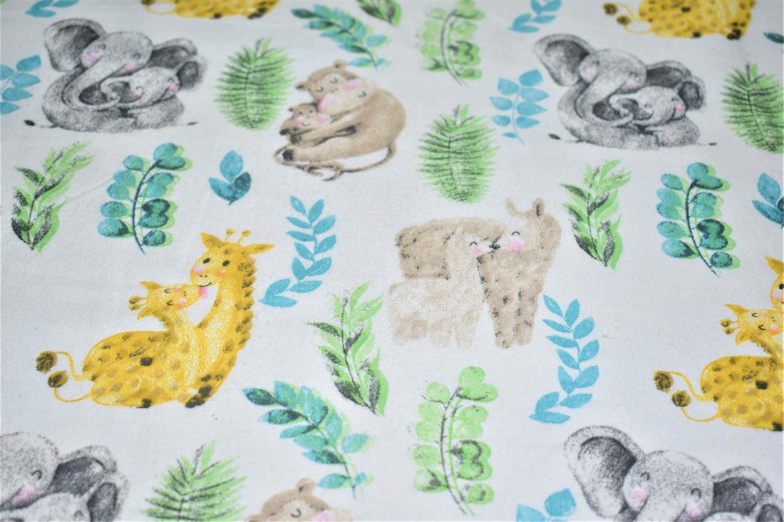 White Printed Soft Brushed Flannel Winceyette 100% Cotton Fabric