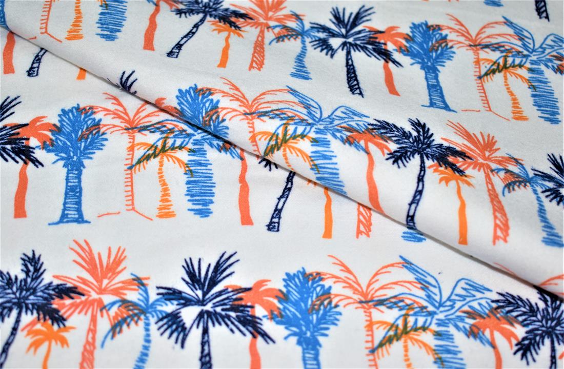 White Brushed Cotton Printed Fabric