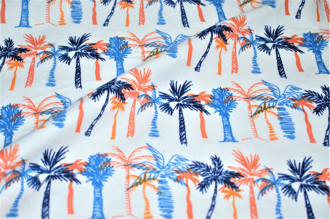 White Brushed Cotton Printed Fabric