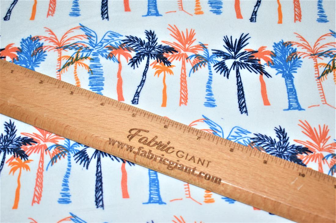White Brushed Cotton Printed Fabric
