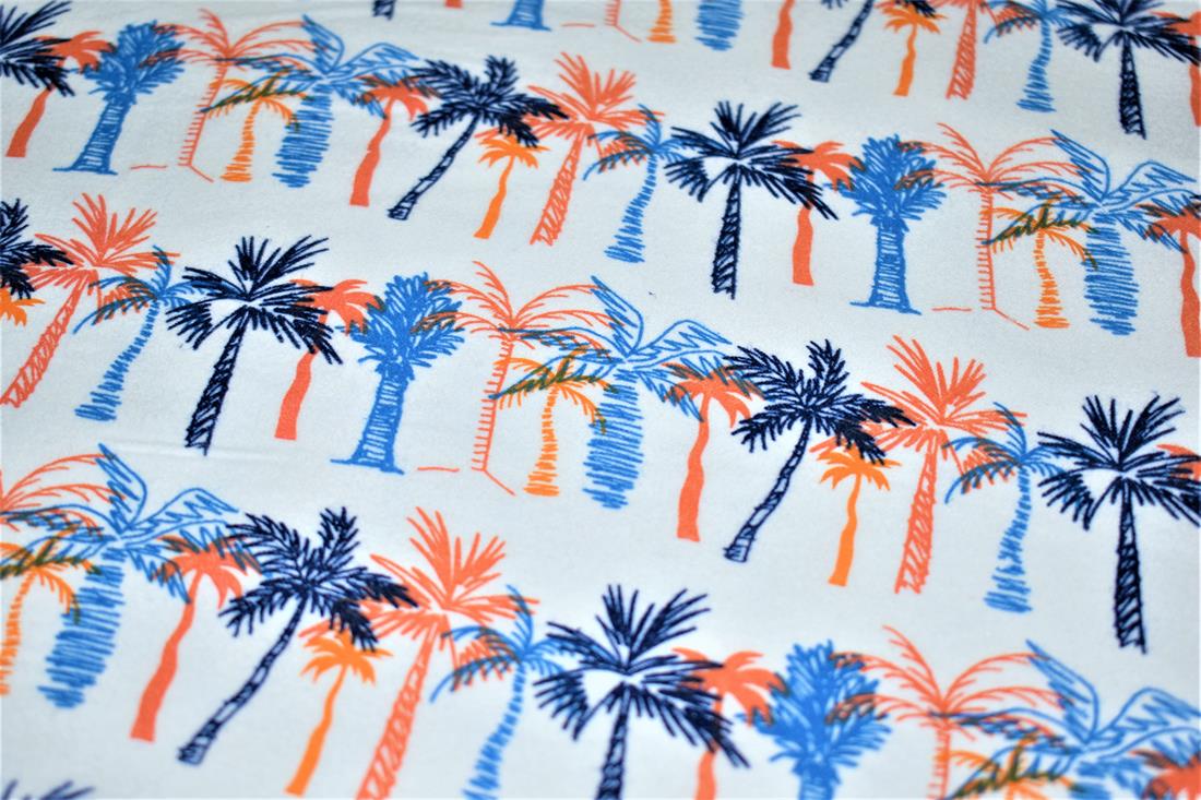 White Brushed Cotton Printed Fabric