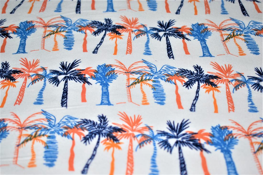 White Brushed Cotton Printed Fabric