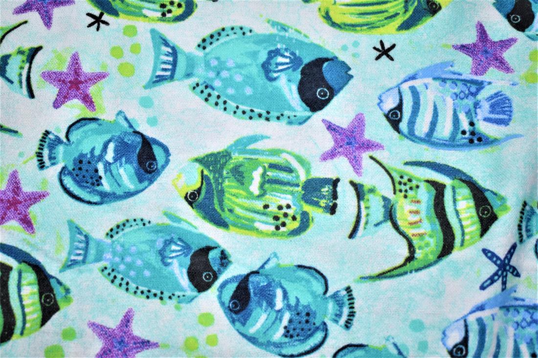 Blue Brushed Cotton Printed Fabric