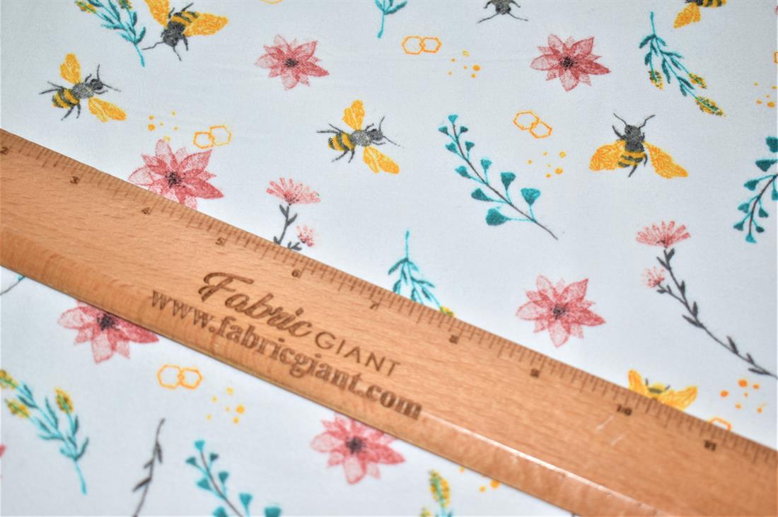 White Soft Brushed Flannel 100% Cotton Printed Fabric