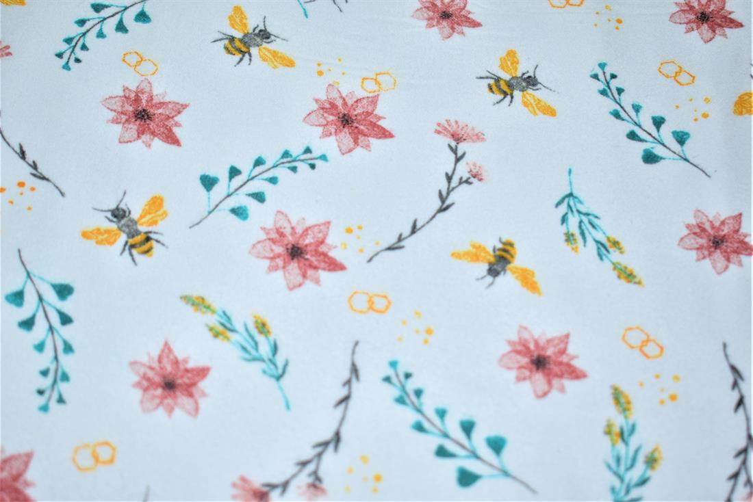 White Soft Brushed Flannel 100% Cotton Printed Fabric