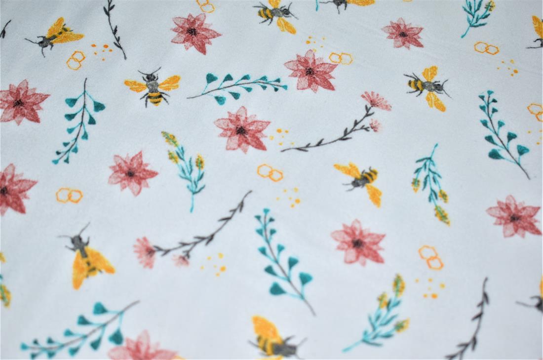 White Soft Brushed Flannel 100% Cotton Printed Fabric