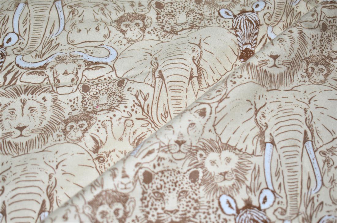 Light Brown Soft Brushed Flannel 100% Cotton Printed Fabric