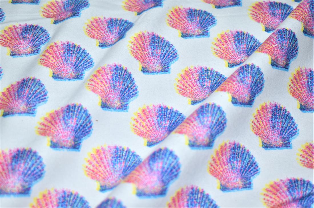White Brushed Cotton Printed Fabric