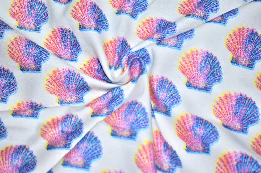 White Brushed Cotton Printed Fabric