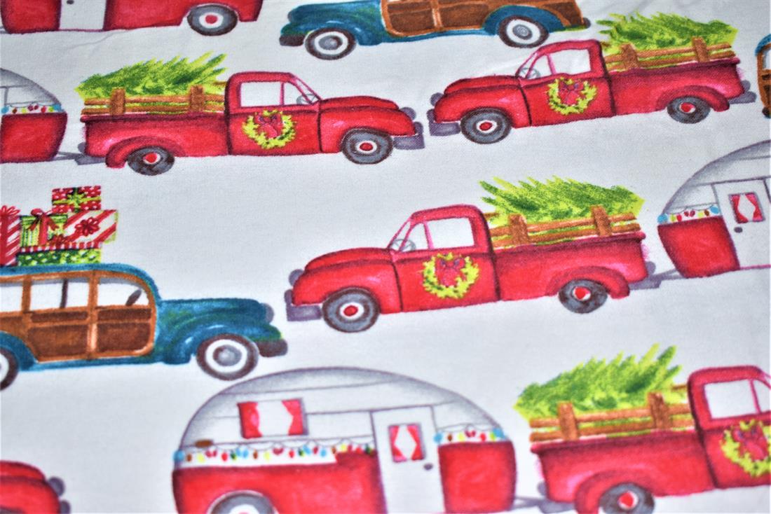 White & Red Brushed Cotton Printed Fabric
