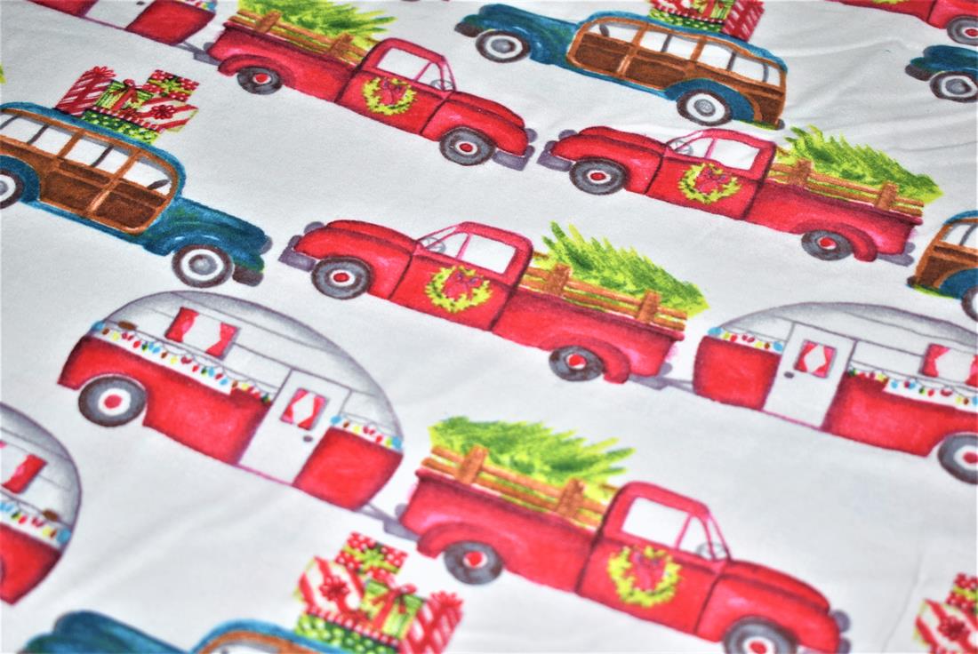 White & Red Brushed Cotton Printed Fabric