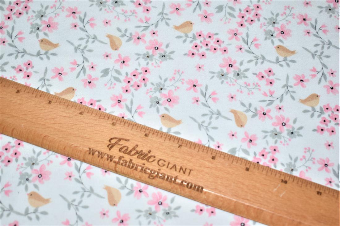 White Robin Birds Printed Brushed Flannel Winceyette 100% Cotton…