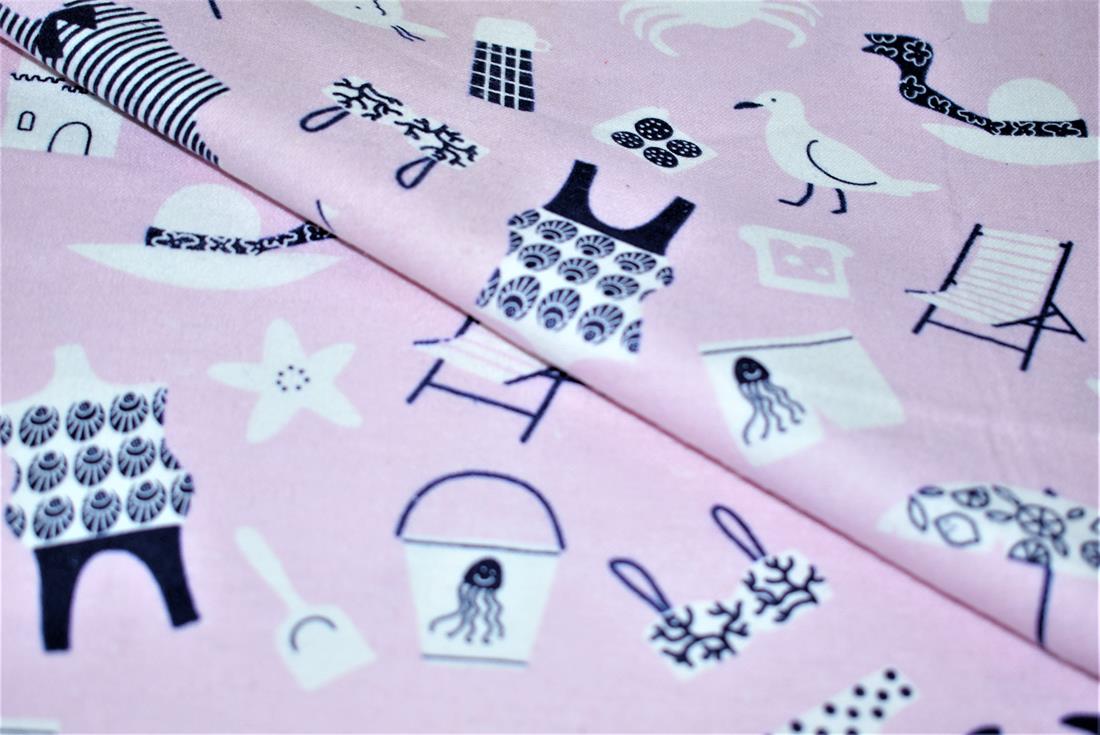 Dusky Pink Brushed Flannel 100% Cotton Printed Fabric