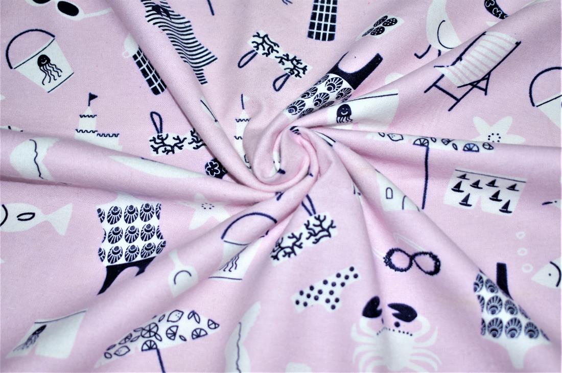 Dusky Pink Brushed Flannel 100% Cotton Printed Fabric