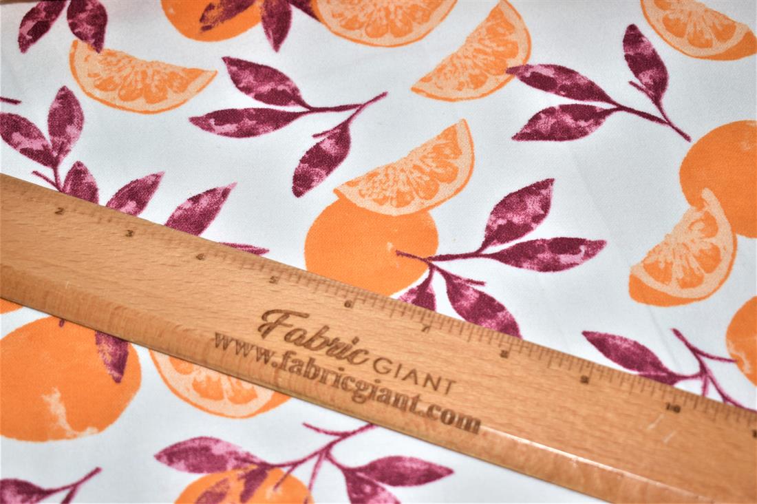 White & Orange Soft Brushed Flannel 100% Cotton, Fabric