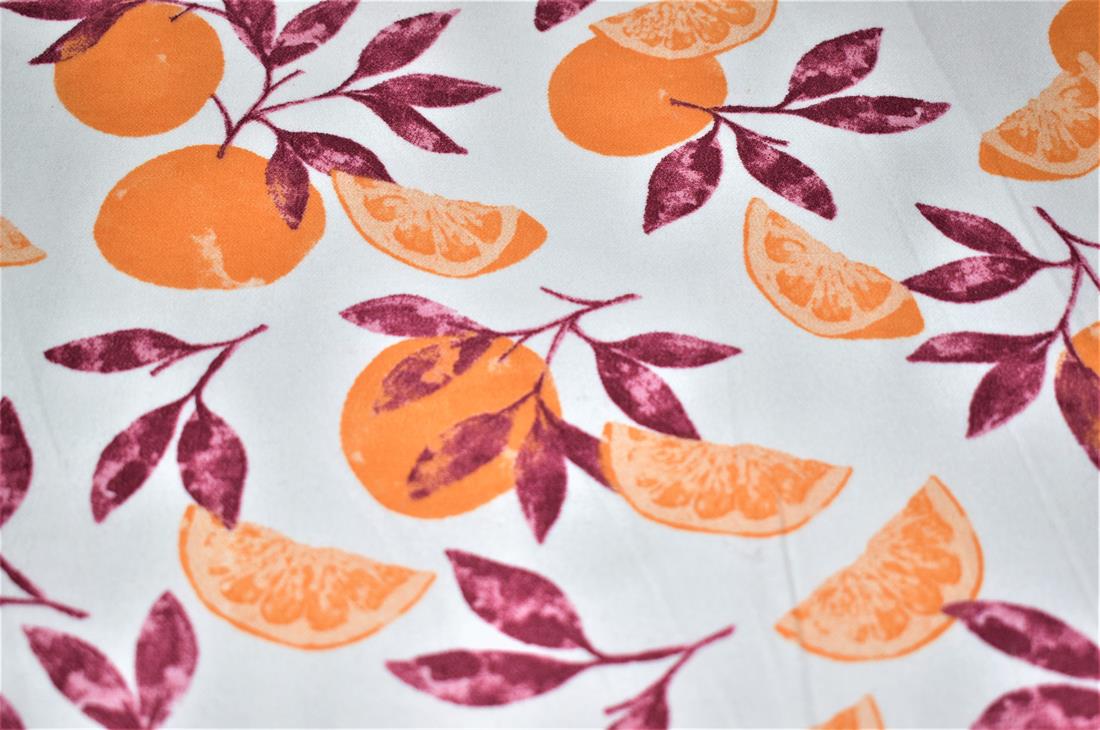 White & Orange Soft Brushed Flannel 100% Cotton, Fabric