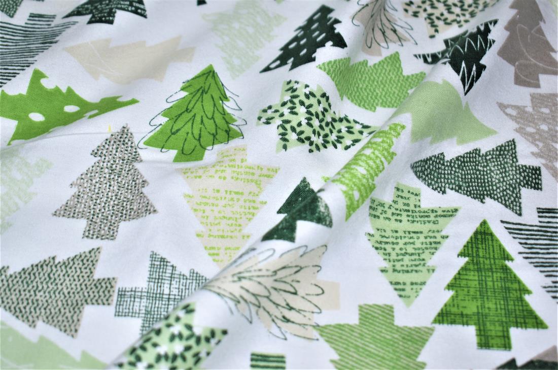 White & Green Soft Brushed Flannel Winceyette Christmas100% Cotton…