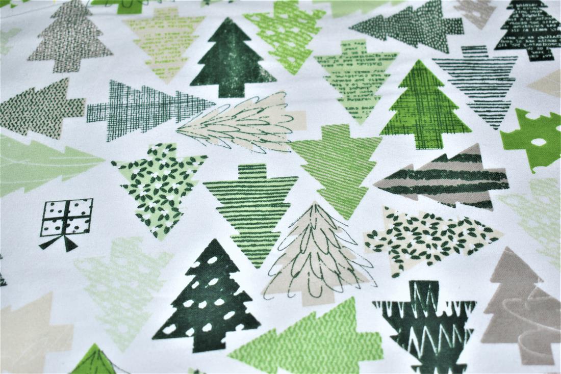 White & Green Soft Brushed Flannel Winceyette Christmas100% Cotton…