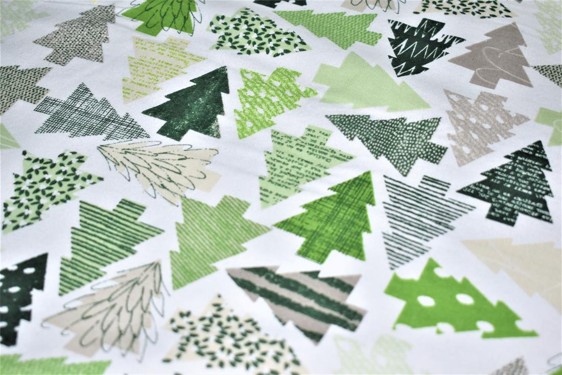 White & Green Soft Brushed Flannel Winceyette Christmas100% Cotton…