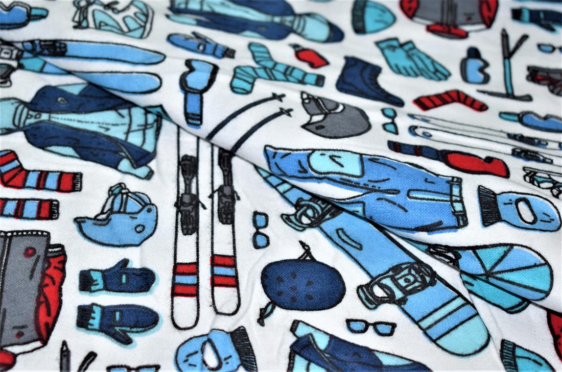 White Winter Sports- Printed Premium 100% Brushed Flannel Cotton…
