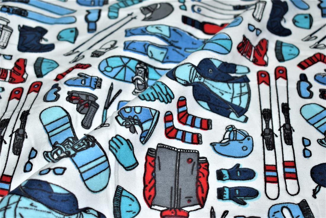 White Winter Sports- Printed Premium 100% Brushed Flannel Cotton…
