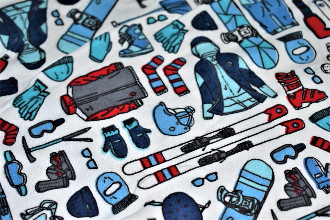 White Winter Sports- Printed Premium 100% Brushed Flannel Cotton…