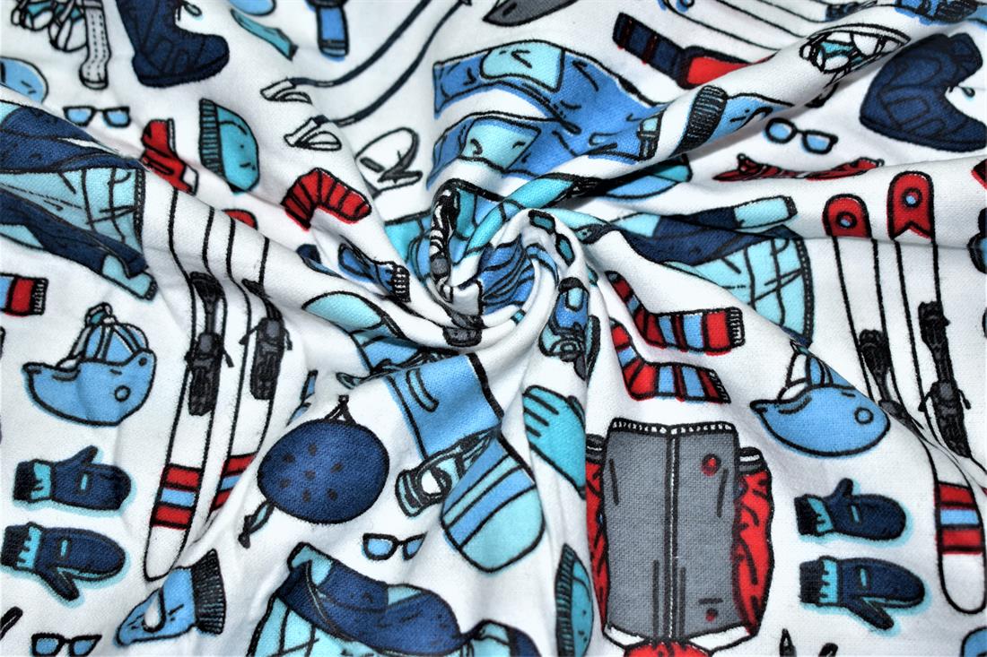 White Winter Sports- Printed Premium 100% Brushed Flannel Cotton…