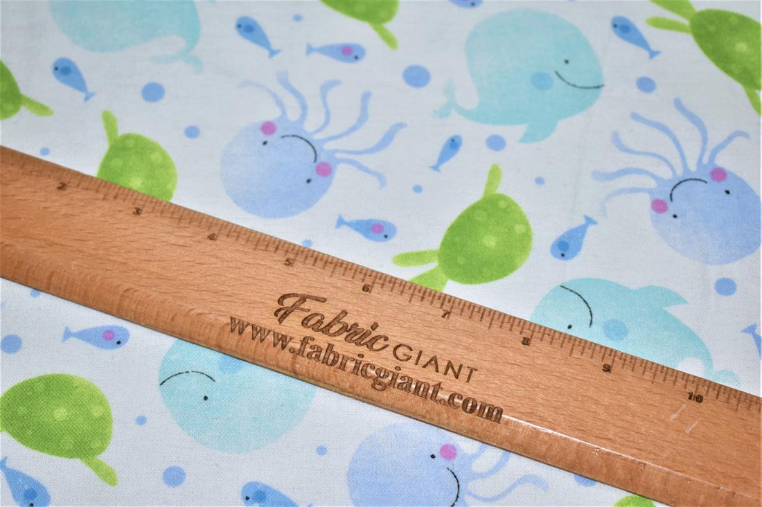 White & Blue Printed Premium 100% Brushed Flannel Cotton Fabric