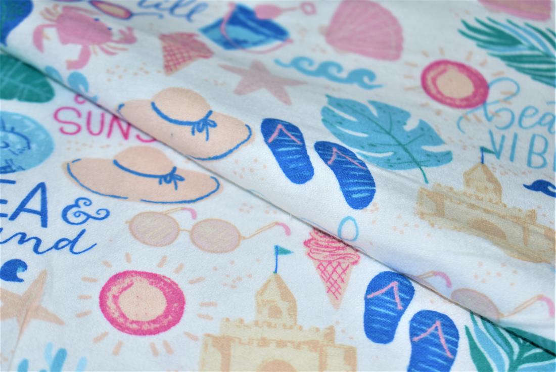 White Printed Premium 100% Brushed Flannel Cotton Fabric