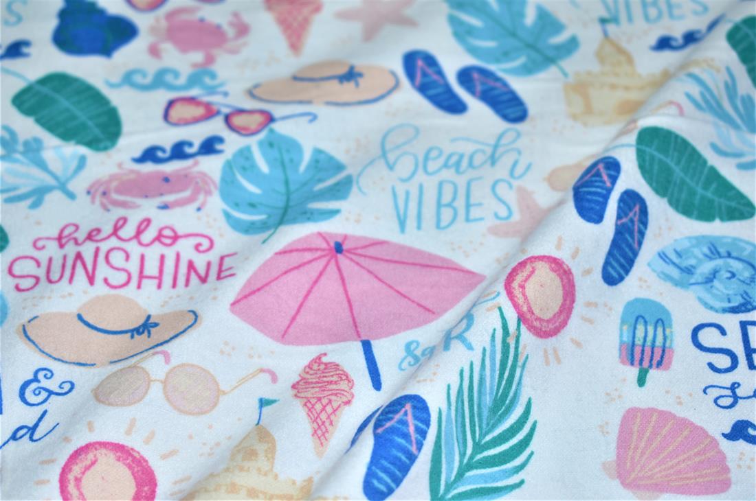 White Printed Premium 100% Brushed Flannel Cotton Fabric