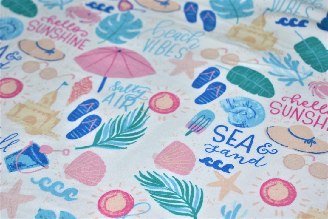 White Printed Premium 100% Brushed Flannel Cotton Fabric