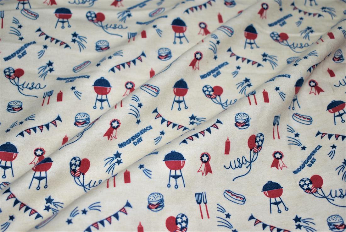 Ivory Printed Premium 100% Brushed Flannel Cotton Fabric