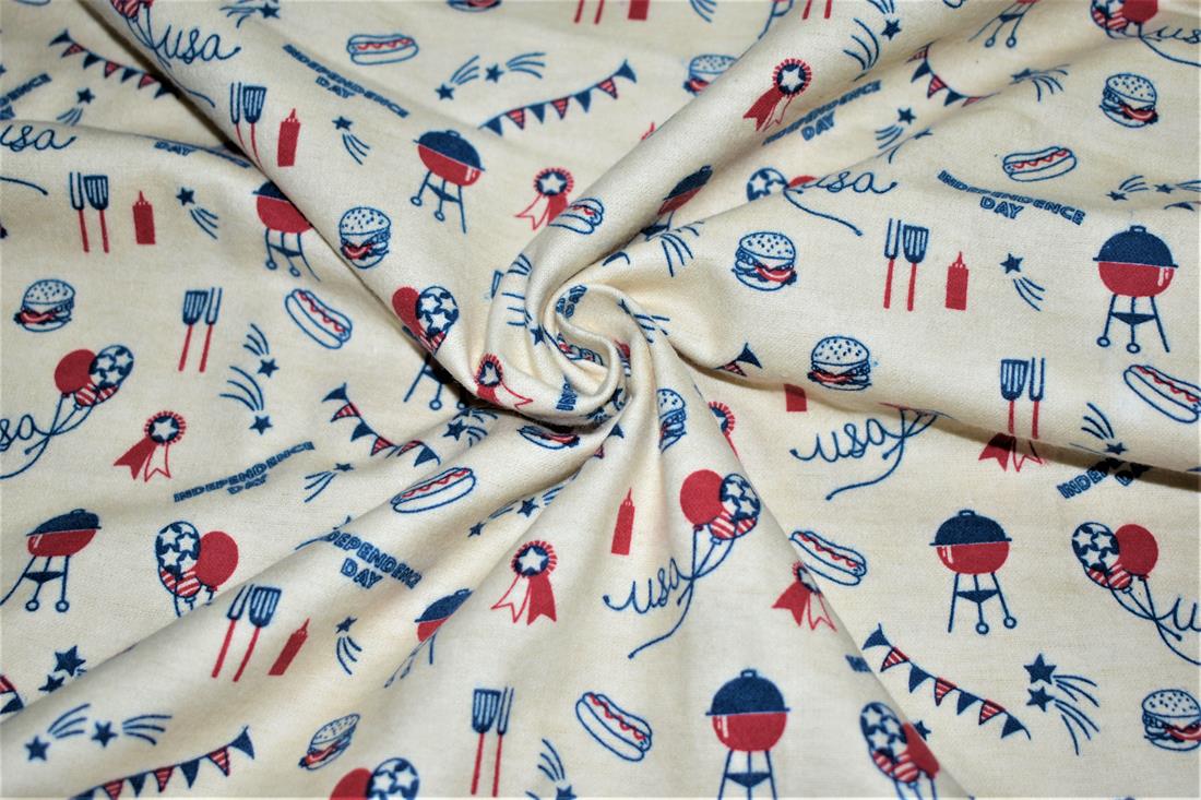 Ivory Printed Premium 100% Brushed Flannel Cotton Fabric