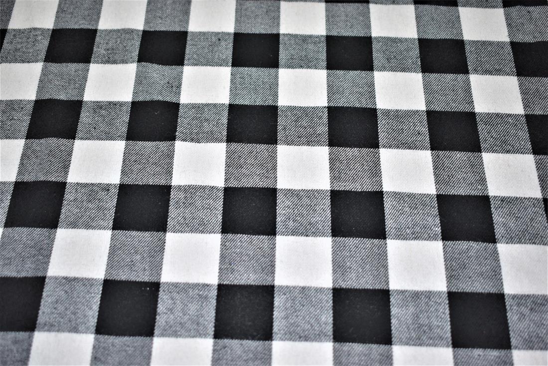 Black & White Tartan Printed Brushed Flannel Cotton Fabric