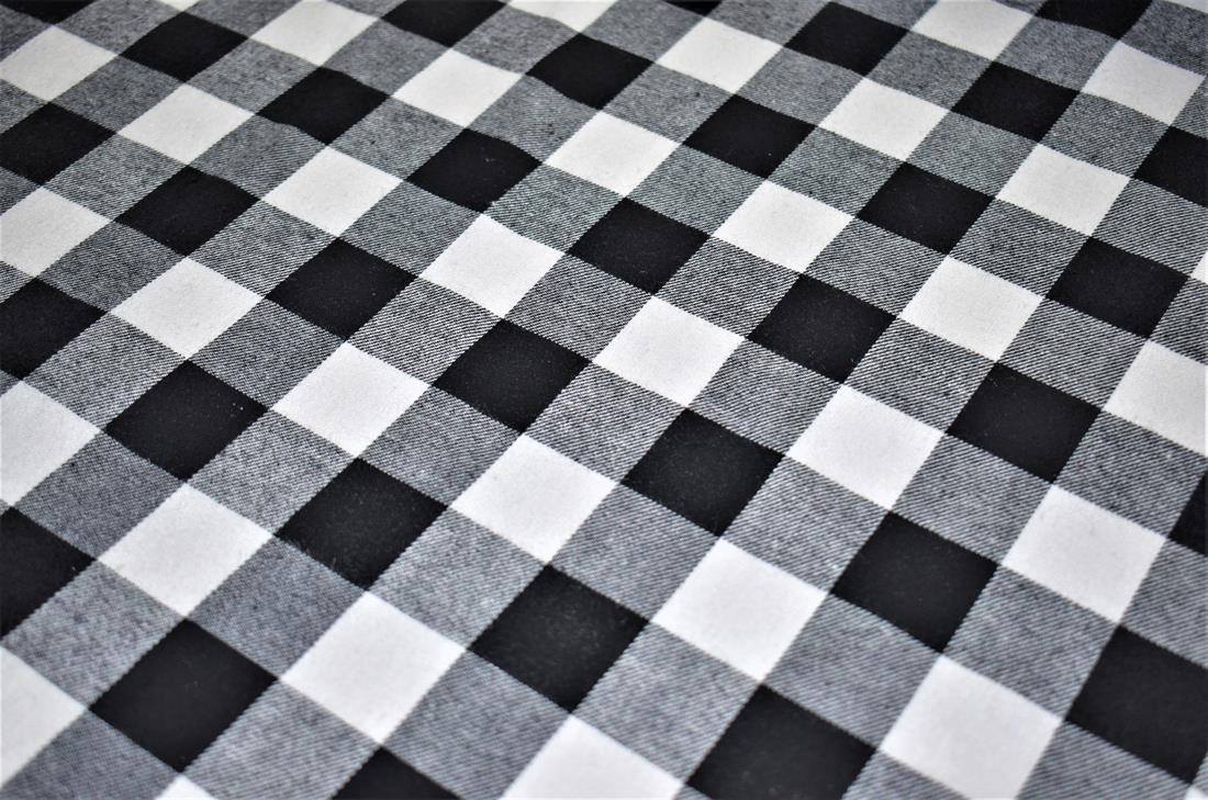 Black & White Tartan Printed Brushed Flannel Cotton Fabric