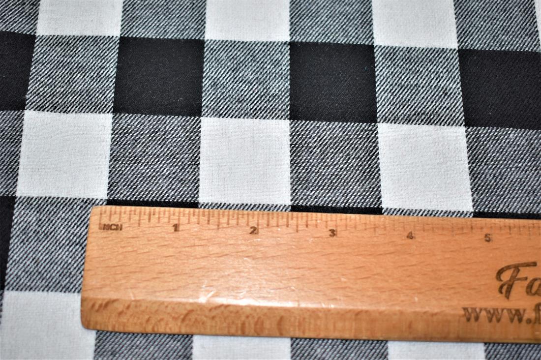 Black & White Tartan Printed Brushed Flannel Cotton Fabric