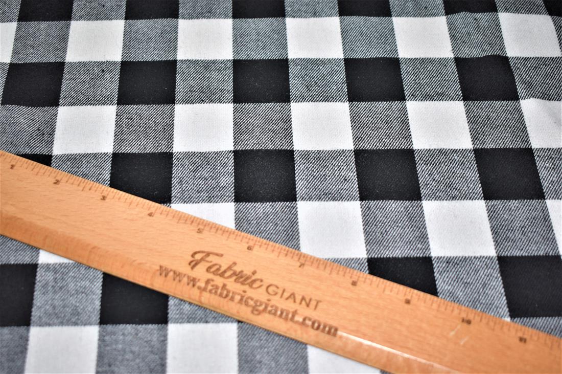 Black & White Tartan Printed Brushed Flannel Cotton Fabric