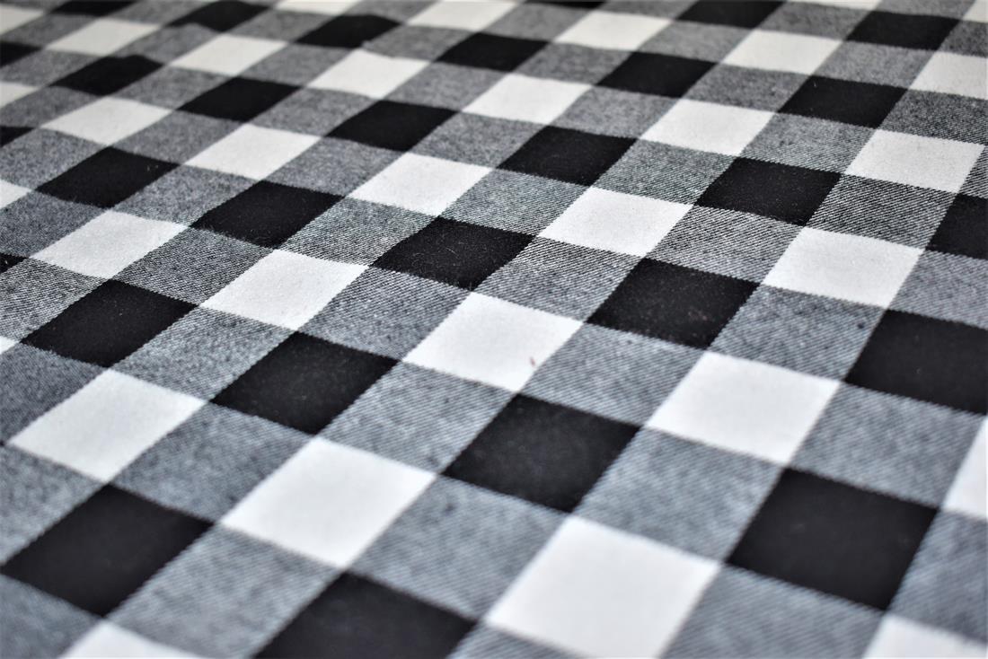 Black & White Tartan Printed Brushed Flannel Cotton Fabric
