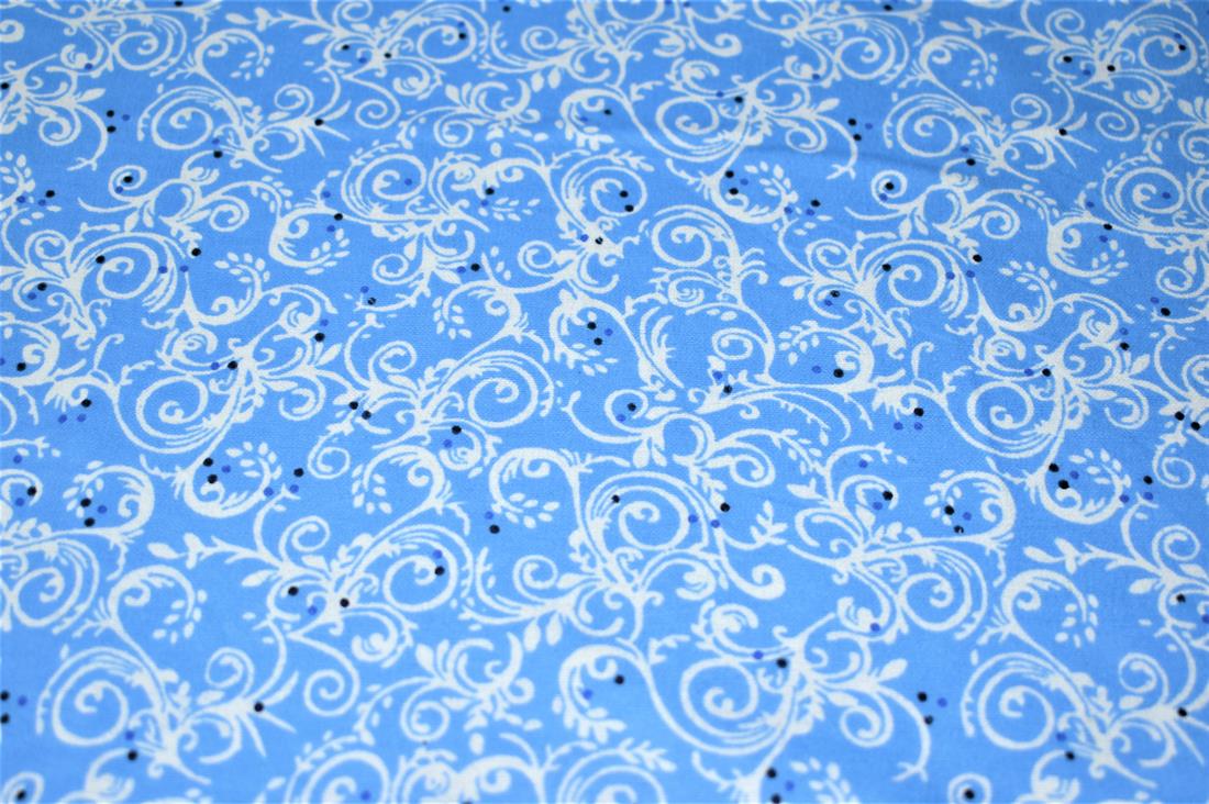 Blue Printed Premium 100% Brushed Flannel Cotton Fabric