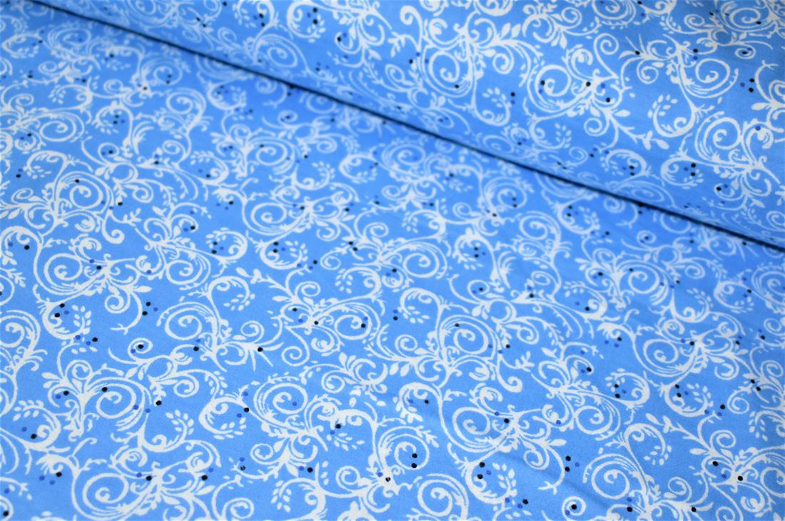 Blue Printed Premium 100% Brushed Flannel Cotton Fabric