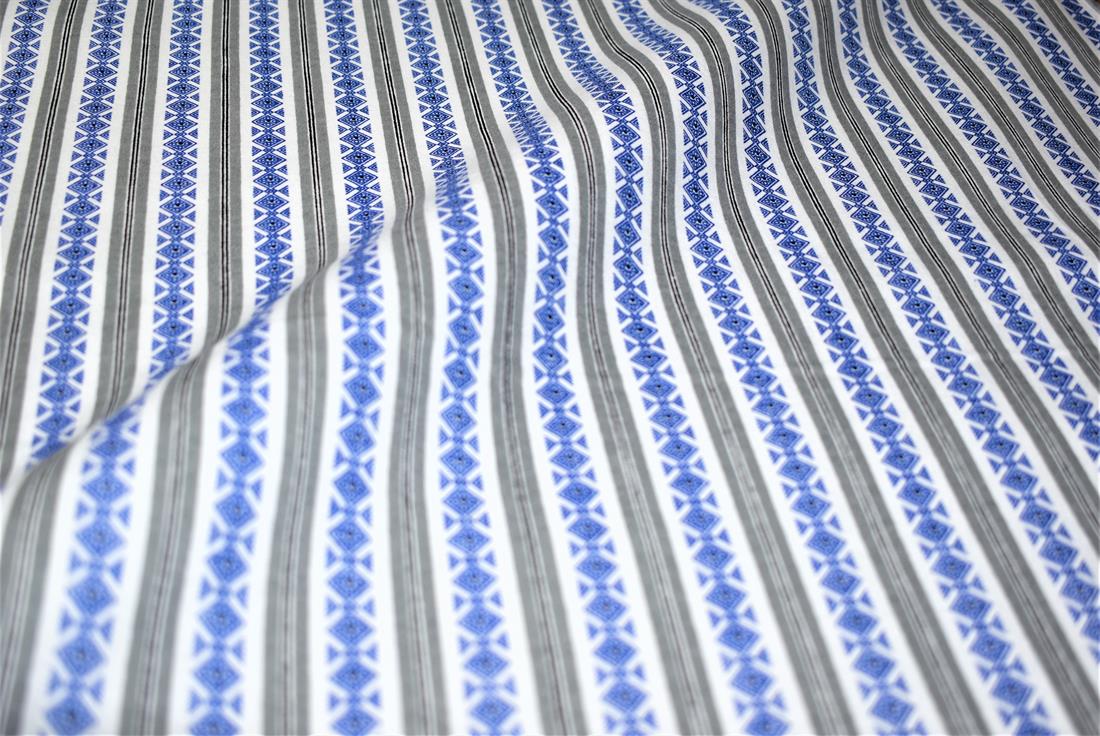 Blue & Grey Printed 100% Brushed Flannel Cotton Fabric
