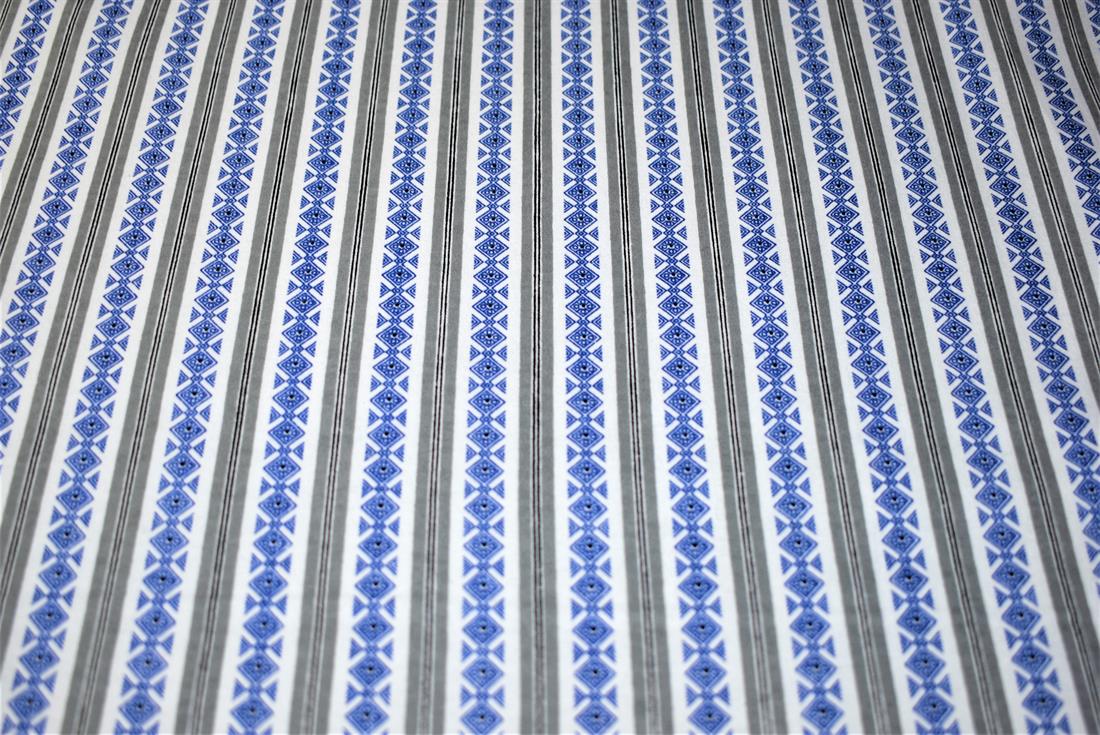Blue & Grey Printed 100% Brushed Flannel Cotton Fabric