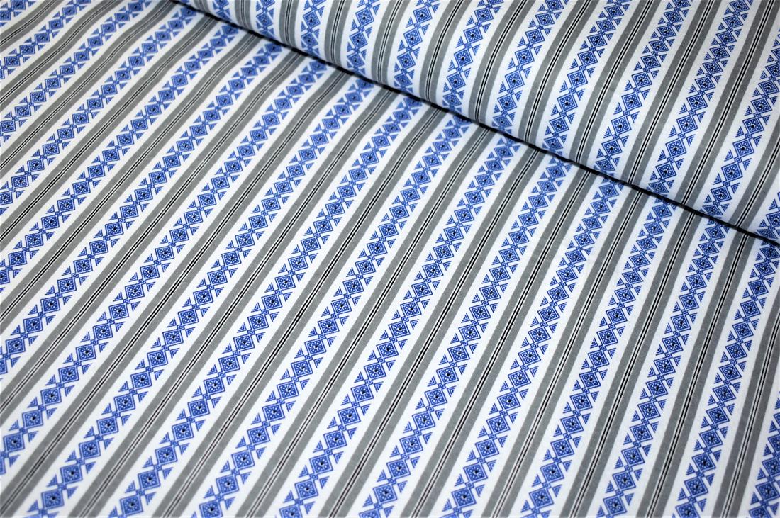 Blue & Grey Printed 100% Brushed Flannel Cotton Fabric